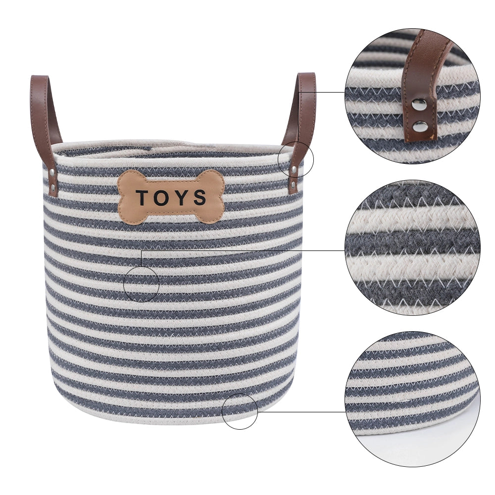 Striped basket for toys